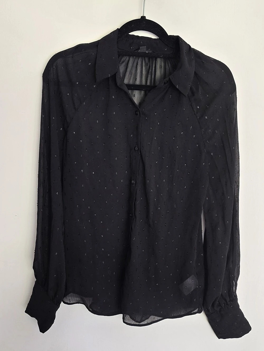 Express Polka Dot Blouse in Black, Medium